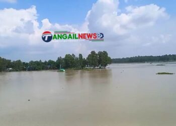 টাঙ্গাইল জেলার বন্যা পরিস্থিতির সামান্য উন্নতি হয়েছে