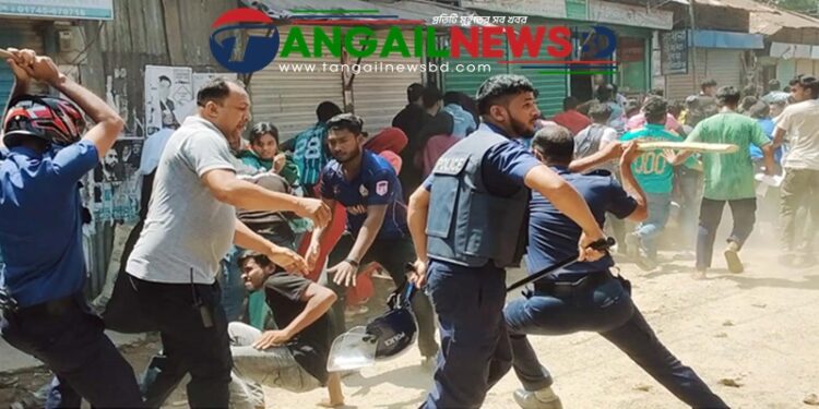 নাগরপুরে পুলিশের লাঠিচার্জ হামলা পাল্টা হামলায় ওসিসহ আহত ৬