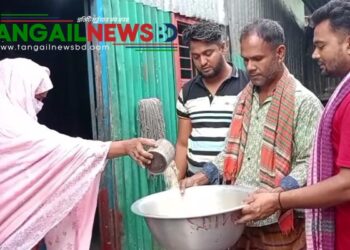 দেলদুয়ারে পাঁচ বছর ধরে মুষ্টির চাল তুলে রাস্তা নির্মাণ করছেন দুই গ্রামবাসী