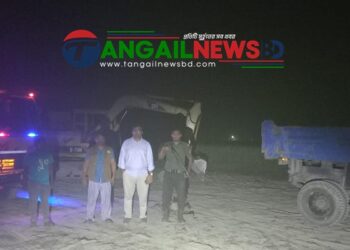 কালিহাতীতে বালু ও মাটি কাটার বিরুদ্ধে রাতভর অভিযানে ট্রাক জব্দ