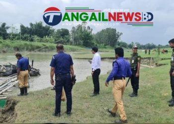 মির্জাপুরে ধলেশ্বরীতে অবৈধ বালু উত্তোলন বন্ধে অভিযানে ৫টি ড্রেজার ধ্বংস