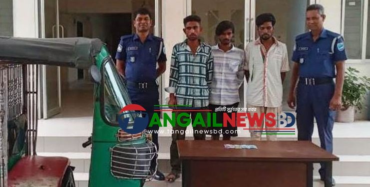 মির্জাপুরে নাম্বার বিহীন সিএনজি অটোসহ ৩ ছিনতাইকারীকে গ্রেপ্তার