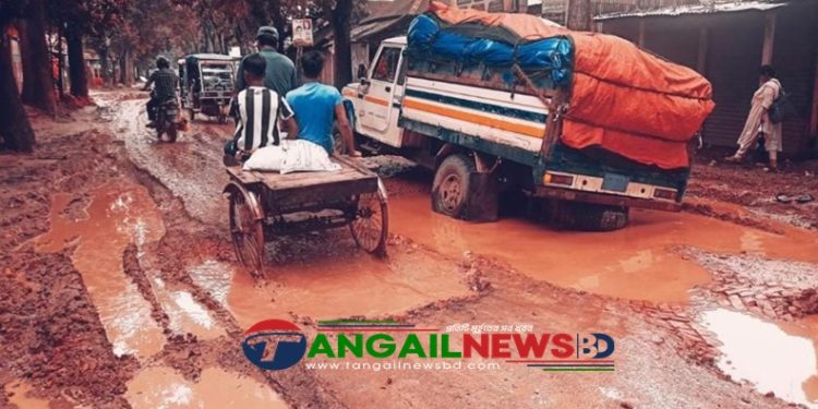 টাঙ্গাইলের ডিসির হস্তক্ষেপে সখীপুর-ভালুকা সড়কের কাজ শুরু