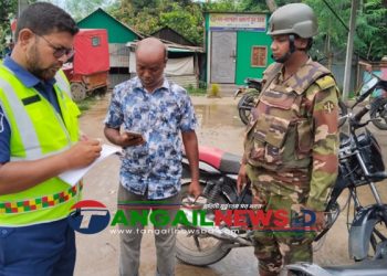 কালিহাতীতে সেনা-পুলিশের যৌথ অভিযানে ১৩ বাইকারকে জরিমানা
