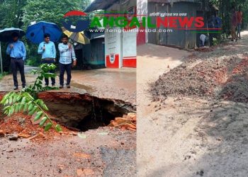 মির্জাপুরে ভারি বর্ষণে ধসে যাওয়া রাস্তা ইউএনও নির্দেশে দ্রুত সংস্কার