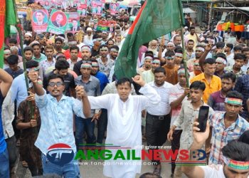 জুলাই-আগস্ট অভ্যুত্থান বর্ষপূর্তিতে মধুপুরে কর্ণেল আজাদের বিজয় মিছিল