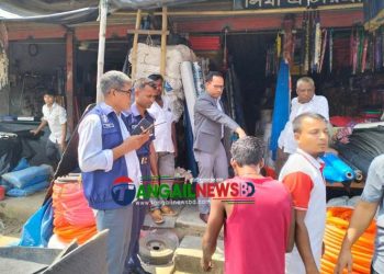 মধুপুরে ফুটপাত দখলকারীদের বিরুদ্ধে ভ্রাম্যমান আদালতের অভিযান