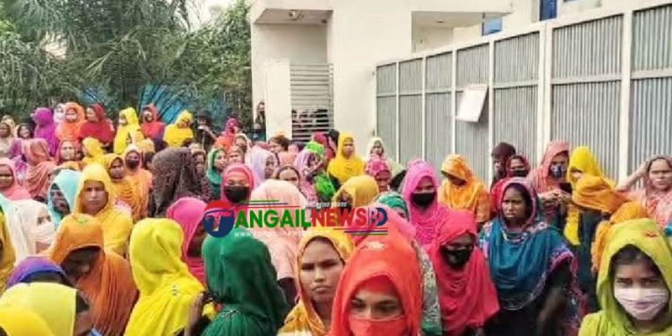 মির্জাপুরে পোষাক কারখানার উৎপাদন বন্ধ ঘোষনায় শ্রমিকদের বিক্ষোভ