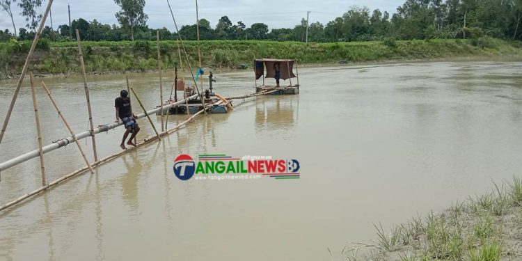 টাঙ্গাইল সদরের শ্যামার ঘাটে চলছে অবৈধ বালু উত্তোলন