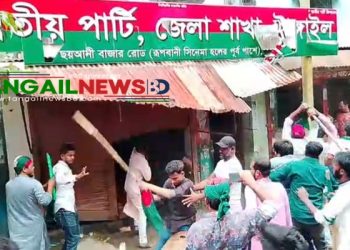 টাঙ্গাইল জেলা জাতীয় পার্টির অফিস ভাংচুরের অভিযোগ গণঅধিকার পরিষদের বিরুদ্ধে