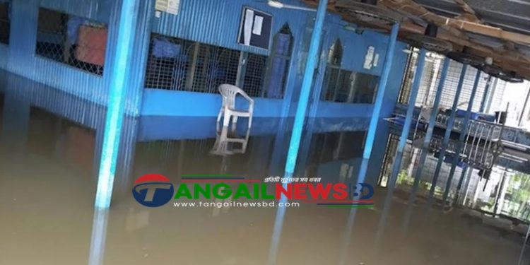 মির্জাপুরে সামান্য বৃষ্টিতেই রাস্তাঘাট ও মসজিদে জলাবদ্ধতার সৃষ্টি