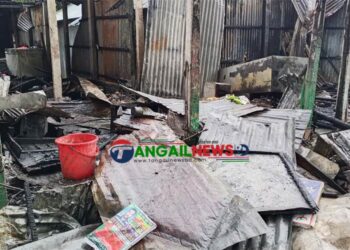 মধুপুরে আগুনে পুড়লো দুইটি বাড়ি ও দুইটি দোকান