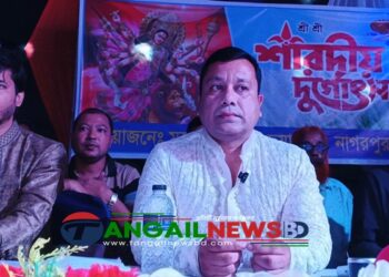 নাগরপুরে দূর্গাপূজা পরিদর্শনে বিএনপির মনোনয়ন প্রত্যাশী কনক