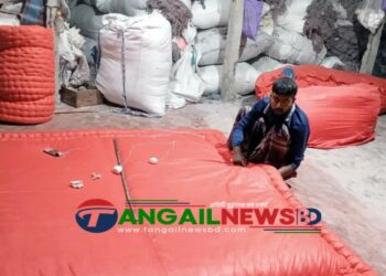 শীতের আগমনে টাঙ্গাইলে লেপ-তোষক তৈরিতে ব্যস্ত কারিগররা