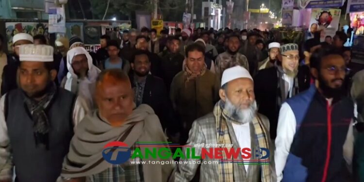 ওসমান হাদীকে হামলার প্রতিবাদে টাঙ্গাইলে জামায়াতে ইসলামীর বিক্ষোভ মিছিল