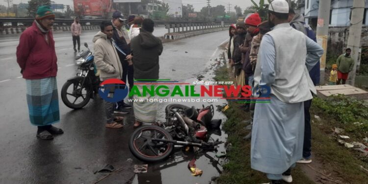 মির্জাপুরে বাসের ধাক্কায় মোটরসাইকেলের চালক নিহত