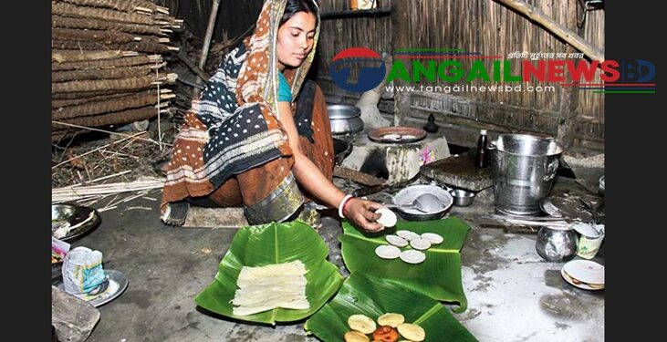 পৌষ সংক্রান্তিতে পিঠে-পুলির উৎসবে মুখর টাঙ্গাইলের গ্রামাঞ্চল