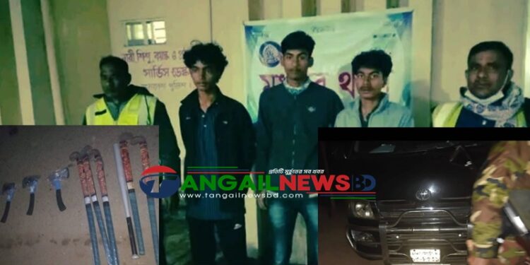 মধুপুরে স্বতন্ত্র প্রার্থীর গাড়িবহর থেকে দেশীয় অস্ত্রসহ তিনজন গ্রেফতার