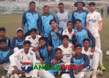 জাতীয় (অনুর্দ্ধ-১৬) ক্রিকেটে টাঙ্গাইল জামালপুরকে পরাজিত করে সেমিফাইনালে