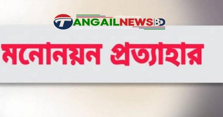 টাঙ্গাইলের আটটি আসনে নয় প্রার্থীর মনোনয়নপত্র প্রত্যাহার