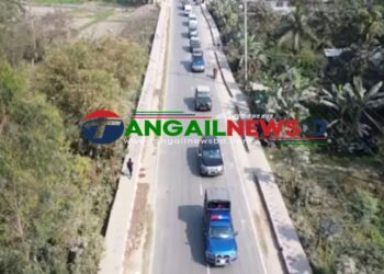 মির্জাপুর-৭ আসনের নির্বাচনে বিভিন্ন এলাকায় যৌথবাহিনীর মহড়া