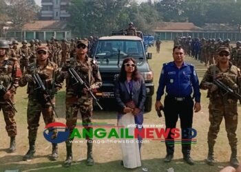 সংসদ নির্বাচনকে সামনে রেখে কালিহাতীতে যৌথবাহিনীর মহড়া