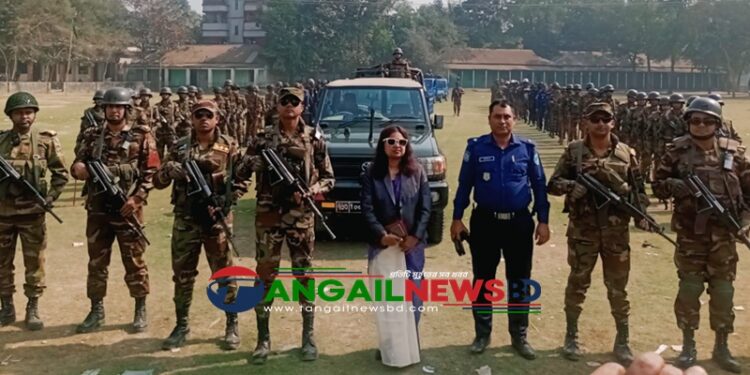 সংসদ নির্বাচনকে সামনে রেখে কালিহাতীতে যৌথবাহিনীর মহড়া