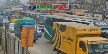 ঈদযাত্রায় ঢাকা-টাঙ্গাইল ও যমুনা সেতু মহাসড়কে যানবাহনের চাপ বেড়েছে