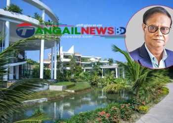 বাসাইলের দাপনাজোরে বালিকা স্কুলের আঙিনায় বিদায়ি গভর্নর মনসুরের স্পা-রিসোর্ট