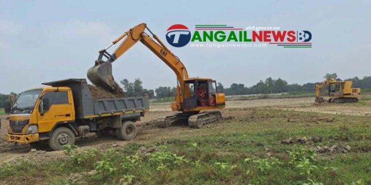 মির্জাপুরে কাটা হচ্ছে ফসলি জমি ॥ মাটি যাচ্ছে ইটভাটায়