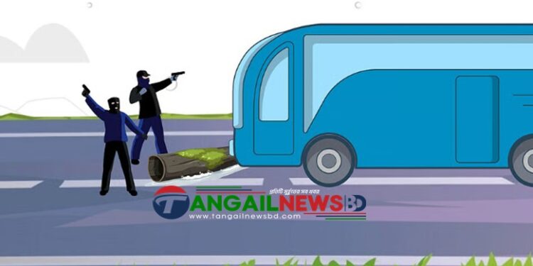 দেলদুয়ার-পাকুল্যা সড়কে রাতে গাছ ফেলে ডাকাতি