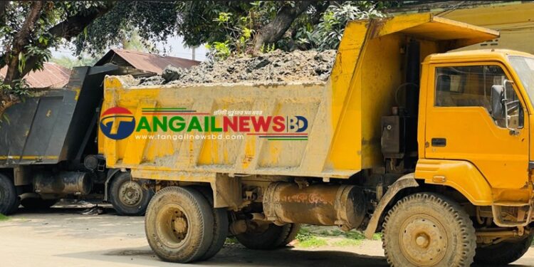 মির্জাপুরের দেওহাটায় সরকারি বালু উত্তোলনের দায়ে ব্যবসায়ীকে জরিমানা