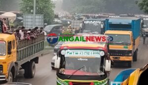 বৃষ্টির কারণে ঢাকা-টাঙ্গাইল-যমুনা সেতু মহাসড়কে ৪৫ কিলোমিটারে যানজটের সৃ‌ষ্টি