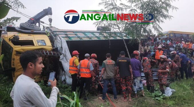 যমুনা সেতু মহাসড়কে ট্রাক উল্টে ১৫ প্রাণহানি ॥ পৃথক নিহত আরও ১ জন