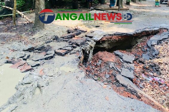 ভারী বর্ষণে দেলদুয়ার-নাটিয়াপাড়া সড়কে ধস ॥ যোগাযোগ বিচ্ছিন্ন