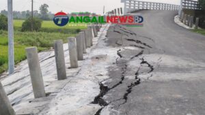 বাসাইলে উদ্বোধনের আগেই নির্মিত সেতুর সংযোগ সড়কে ফাটল