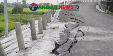 বাসাইলে উদ্বোধনের আগেই নির্মিত সেতুর সংযোগ সড়কে ফাটল