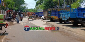 টাঙ্গাইলে ট্রাক স্ট্যান্ড না থাকায় যত্রতত্র পার্কিং ॥ ভোগান্তি চরমে