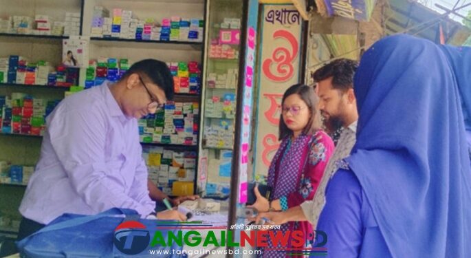 টাঙ্গাইলে তিন ফার্মেসিতে নকল, ভেজাল, মেয়াদোত্তীর্ণ ওষুধ বিক্রির দায়ে জরিমানা
