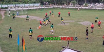 টাঙ্গাইলে বিশ্বকাপ উপলক্ষে ফোরটি আপ ব্রাদার্স ক্লাবের প্রীতি ফুটবল ম্যাচ অনুষ্ঠিত