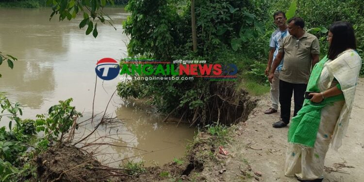 দেলদুয়ারে এলেংজানি নদীর ভাঙ্গনে বিলীন হচ্ছে বসতবাড়ী কৃষি জমি রাস্তাঘাট