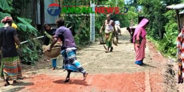 নাগরপুরে সড়ক নির্মাণে অনিয়ম ওঠায় এলজিইডির নির্দেশে পুণরায় কাজ শুরু