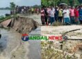 গোপালপুরের শাখারিয়া স্লুইসগেট অংশে প্রায় ১০০ মিটার বাঁধ বিধ্বস্ত