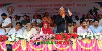 টাঙ্গাইল ডিসি গোল্ডকাপ ফুটবলে নাগরপুর দল দেলদুয়ারকে পরাজিত করেছে