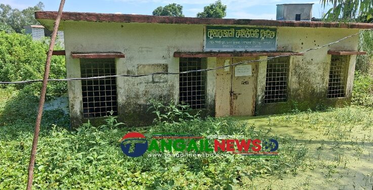 পানিতে তলিয়ে আছে মির্জাপুরের কুমারজানী কমিউনিটি ক্লিনিক ॥ নেই স্বাস্থ্যসেবা
