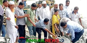 দেলদুয়ারে এলেংজানী নদীর ভাঙ্গন রোধে জিও ব্যাগ স্থাপন