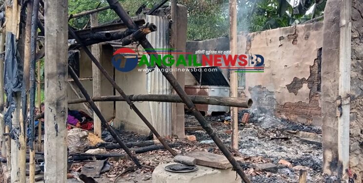 মধুপুরে সম্পত্তির দাবিতে দাদা-দাদির ঘরে আগুন দিলো নাতি