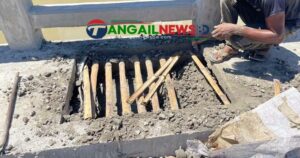 বাসাইলে দশ কোটি টাকার সেতুতে রডের বদলে বাঁশ দিয়ে ঢালাই