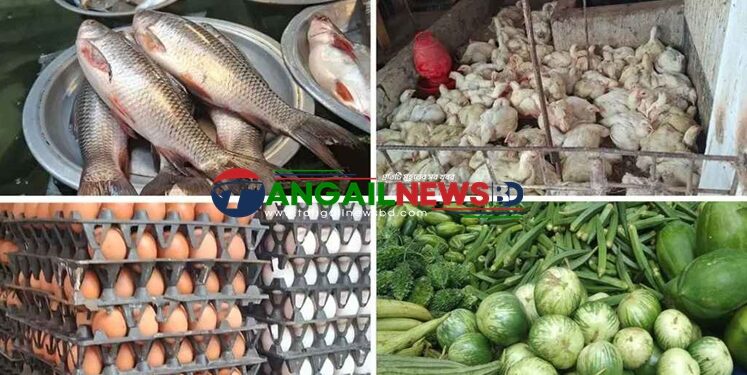 টাঙ্গাইলের বাজারে চড়া দামে বিক্রি হচ্ছে ডিম-মাছ-মুরগি ॥ কিছুটা স্বস্তি সবজিতে