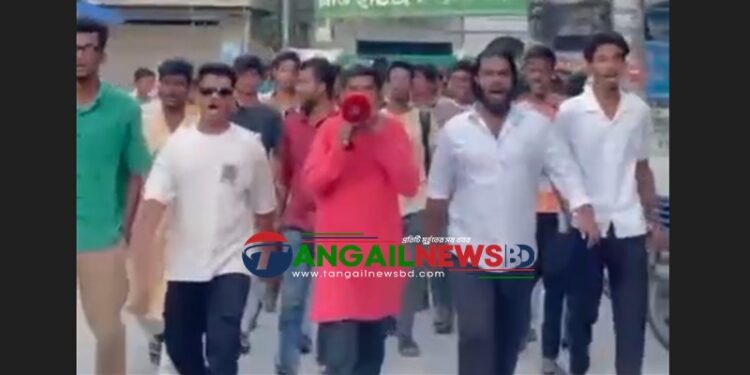 টাঙ্গাইল শহর ছাত্রদলের বিক্ষোভ ও প্রতিবাদ মিছিল অনুষ্ঠিত